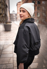 Mantel Black Wool/Nylon Combo Jacket