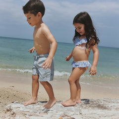 Wheat Blue Swim Stripe Jackie Swim T-Shirt & Hansi Swim Trunks