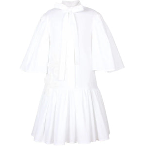 JESSE AND JAMES WHITE FLOWER APPLIQUE TIE DRESS