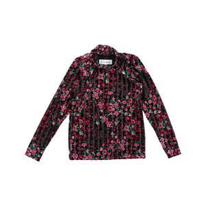 Olivia Rohde Black/Pink Floral Velvet Top