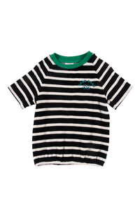 Loud Apparel Bubble Anthractice Stripe Raglan Sleeve Top