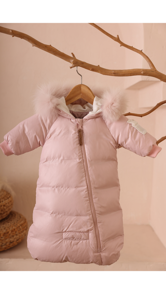 Mantel Pink Side Zipper Sleeve Pocket Baby Bunting