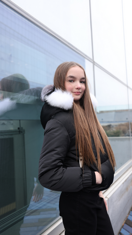 Mantel Mix Luxe Fur with Drawstring Detail Winter Coat