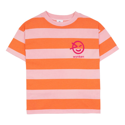 WYNKEN DUST PINK/NARAN WIDE STRIPE TEE