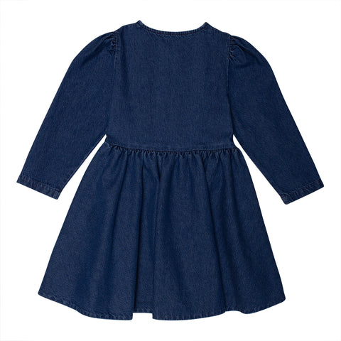 WYNKEN INDIGO MID WASH DENIM PUFF DRESS