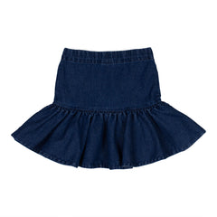 WYNKEN INDIGO MID WASH DENIM PUFF MINI SKIRT