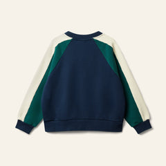 Wynken Navy/Green/Cream Panel Sweatshirt