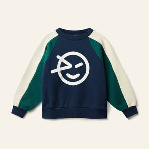 Wynken Navy/Green/Cream Panel Sweatshirt