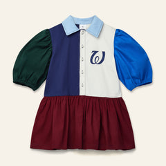 Wynken Navy Multi Beau Collar Dress