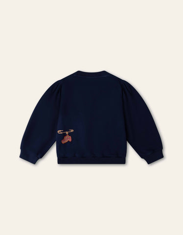 Oilily Peacoat Hony Paris Embroidered Crewneck Sweatshirt