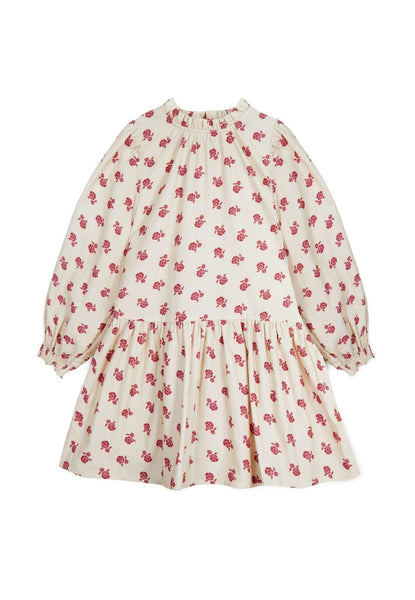 Mipounet Adela Ecru/Rio Red Corduroy Dress