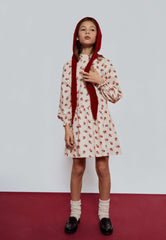Mipounet Adela Ecru/Rio Red Corduroy Dress