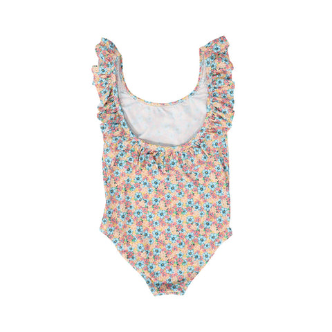 TOCOTO VINTAGE FLORAL LOGO RUFFLE SWIMSUIT
