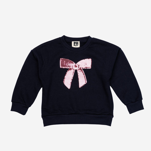 PETITE HAILEY NAVY LULU BOW SWEATSHIRT