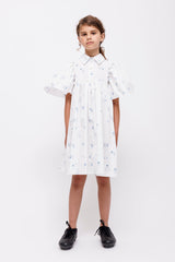 CHRISTINA ROHDE WHITE/BLUE FLORAL COLLAR DRESS