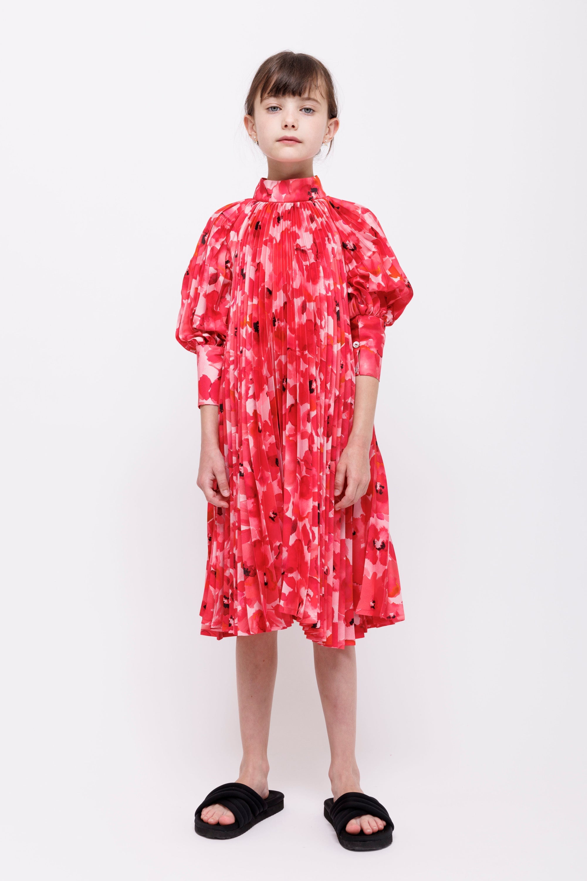 CHRISTINA ROHDE HOT PINK FLORAL PLEATED DRESS BellaKidsNY CHRISTINA ROHDE HOT PINK FLORAL PLEATED DRESS BellaKidsNY