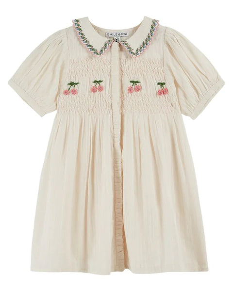 Emile & Ida Cream Smocked Dress