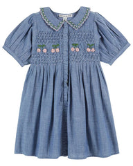 Emile & Ida Chambray Denim Smocked Dress
