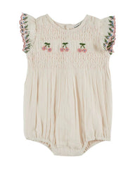 Emile & Ida Cream Smocked Romper