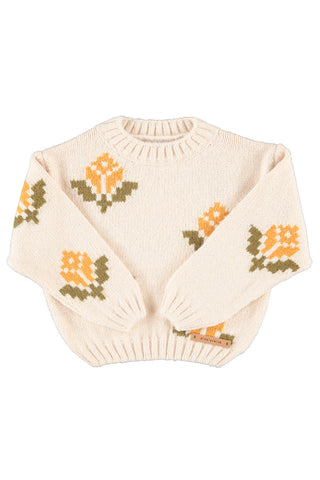 Piupiuchick Ecru Flowers Jacquard Sweater