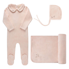 Embroidered Pink Velour 3PC Take Me Home Set