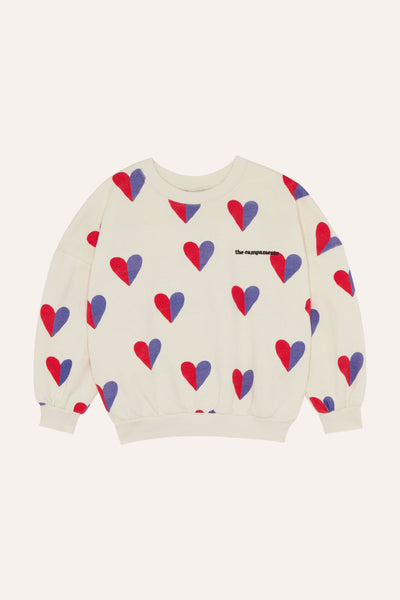 The Campamento Ecru Bicolor Hearts Sweatshirt