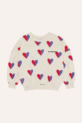 The Campamento Ecru Bicolor Hearts Sweatshirt