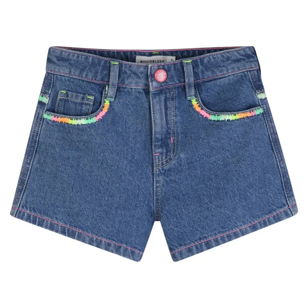 Billieblush Double Stone-Brossage Embroidred Denim Shorts