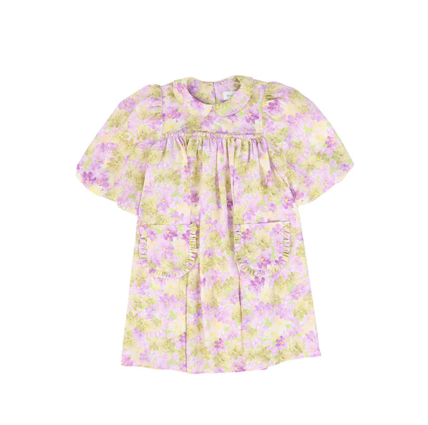 OLIVIA ROHDE LAVENDER FLORAL PUFF SLEEVE DRESS