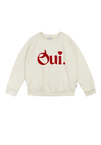 Mipounet “Oui” Cream Fleece Sweatshirt
