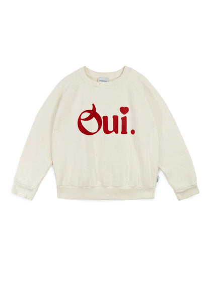 Mipounet “Oui” Cream Fleece Sweatshirt