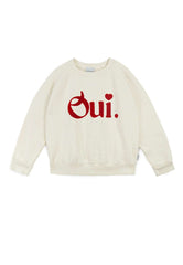 Mipounet “Oui” Cream Fleece Sweatshirt