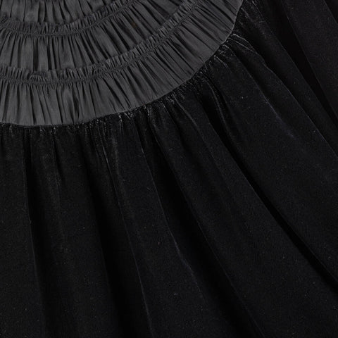 PETITE AMALIE BLACK VELVET SHIRRED ORGANZA DRESS