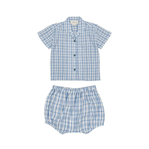 Louis Louise Blue Magnum Crepe Check Set
