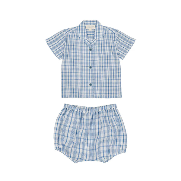 Louis Louise Blue Magnum Crepe Check Set
