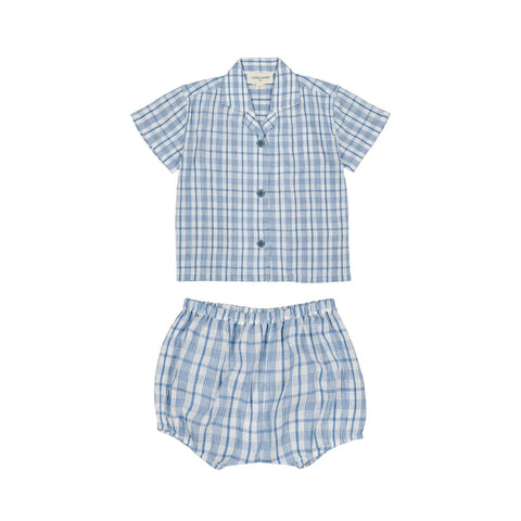 Louis Louise Blue Magnum Crepe Check Set