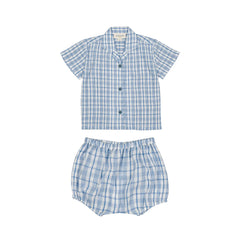Louis Louise Blue Magnum Crepe Check Set