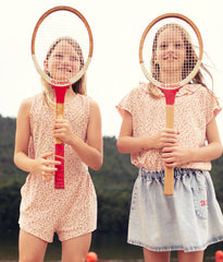 PIUPIUCHICK WASHED BLUE DENIM KNEE LENGTH SKIRT