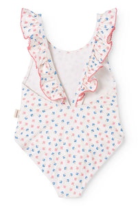 MARMAR COPENHAGEN PALE PINK TINY FLOWER RUFFLE SWIMSUIT