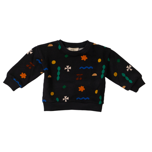 Wander & Wonder Black Quilt Printed Baby Sweatshirt