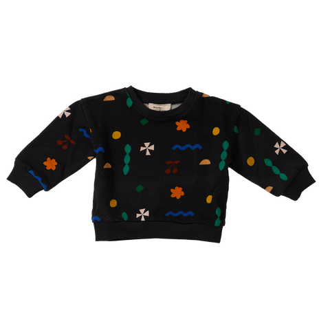 Wander & Wonder Black Quilt Printed Baby Sweatshirt