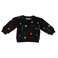 Wander & Wonder Black Quilt Printed Baby Sweatshirt