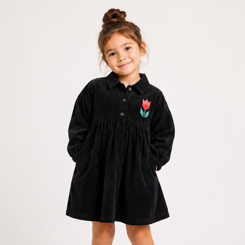 Wander & Wonder Black Corduroy Lotte Dress