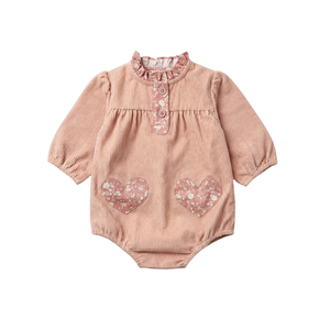 Louis Louise Pink Sylvette Heart Corduroy Romper