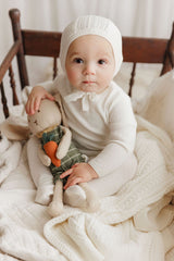 Loom Ivory Cable Pointelle Footie & Bonnet