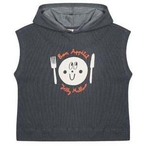 Jelly Mallow Charcoal Plate Waffle Sleeveless Hoodie T-Shirt