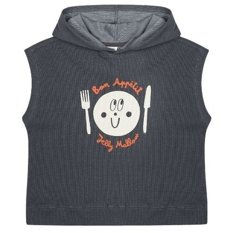 Jelly Mallow Charcoal Plate Waffle Sleeveless Hoodie T-Shirt