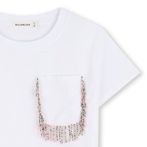 Billieblush Beaded White Pocket T-shirt