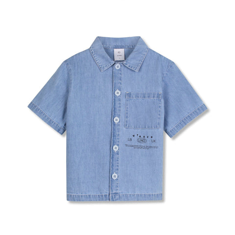 Wynken Pale Bleach Denim Panel Shirt