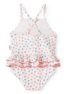 MARMAR COPENHAGEN PALE PINK TINY FLOWER RUFFLE LAYER SWIMSUIT